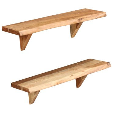 vidaXL Ράφια Τοίχου 2 τεμ. 60x20x18cm από Μασίφ Ξύλο Ακακίας