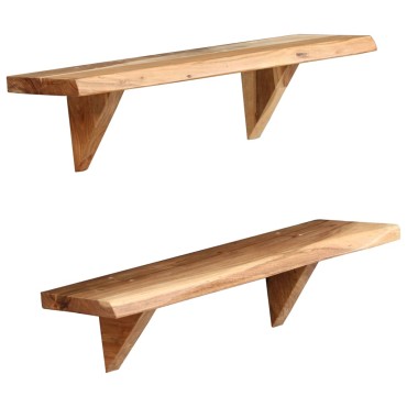 vidaXL Ράφια Τοίχου 2 τεμ. 60x20x18cm από Μασίφ Ξύλο Ακακίας