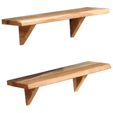 vidaXL Ράφια Τοίχου 2 τεμ. 60x20x18cm από Μασίφ Ξύλο Ακακίας