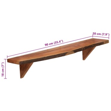 vidaXL Ράφια Τοίχου 2 τεμ. 90x20x18cm από Μασίφ Ξύλο Ακακίας