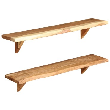 vidaXL Ράφια Τοίχου 2 τεμ. 90x20x18cm από Μασίφ Ξύλο Ακακίας