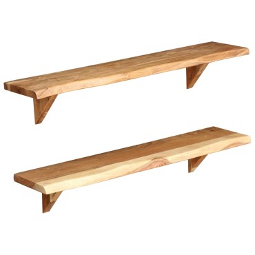 vidaXL Ράφια Τοίχου 2 τεμ. 90x20x18cm από Μασίφ Ξύλο Ακακίας