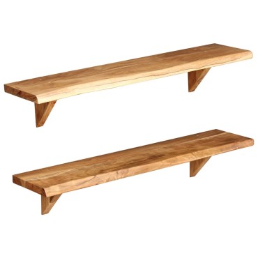 vidaXL Ράφια Τοίχου 2 τεμ. 90x20x18cm από Μασίφ Ξύλο Ακακίας