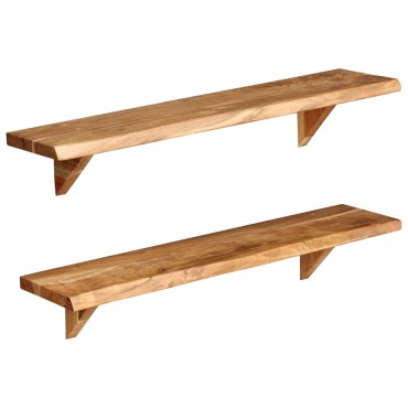 vidaXL Ράφια Τοίχου 2 τεμ. 90x20x18cm από Μασίφ Ξύλο Ακακίας