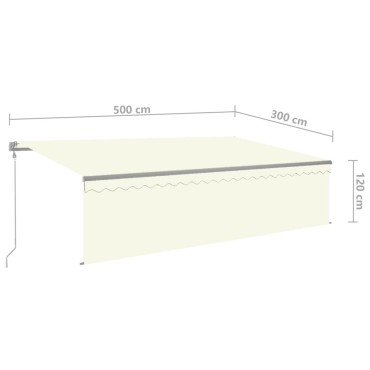 vidaXL Τέντα Αυτόματη με Σκίαστρο/LED/Αισθ. Ανέμου Κρεμ 5 x 3 μ.