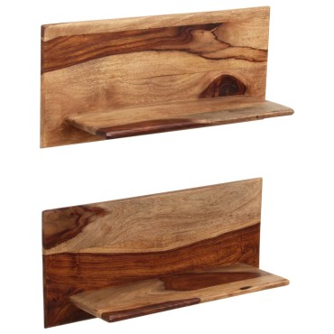 vidaXL Ράφια Τοίχου 2 τεμ. 58x26x20cm από Μασίφ Ξύλο Ακακίας