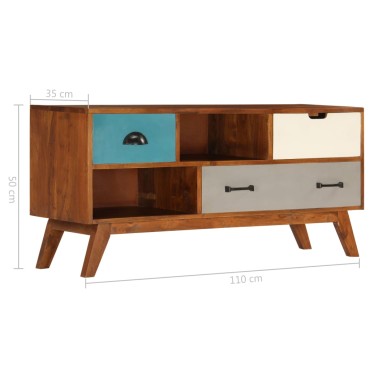 vidaXL Έπιπλο Τηλεόρασης με 3 Συρτάρια 110x35x50cm Μασίφ Ξύλο Ακακίας
