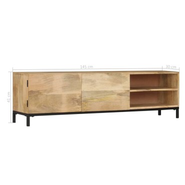 vidaXL Έπιπλο Τηλεόρασης 145x30x41cm από Μασίφ Ξύλο Μάνγκο