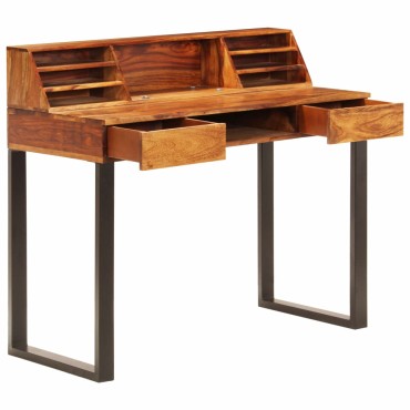 vidaXL Γραφείο 110x50x94cm από Μασίφ Ξύλο Ακακίας και Ατσάλι 1 τεμ.