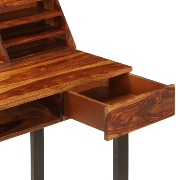 vidaXL Γραφείο 110x50x94cm από Μασίφ Ξύλο Ακακίας και Ατσάλι 1 τεμ.
