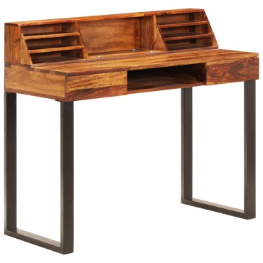 vidaXL Γραφείο 110x50x94cm από Μασίφ Ξύλο Ακακίας και Ατσάλι 1 τεμ.