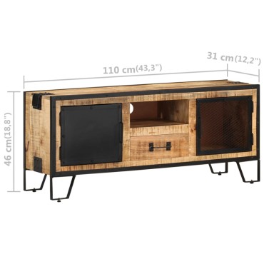 vidaXL Έπιπλο Τηλεόρασης 110x31x46cm από Ακατέργαστο Ξύλο Μάνγκο