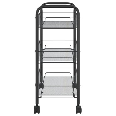 vidaXL Τρόλεϊ Κουζίνας 3 Επιπέδων Μαύρο 46x26x64cm Σιδερένιο 1 τεμ.