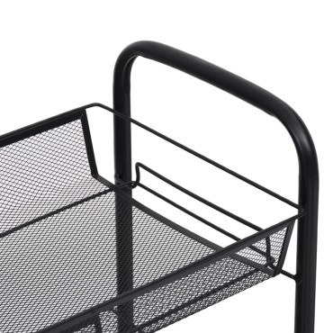 vidaXL Τρόλεϊ Κουζίνας 3 Επιπέδων Μαύρο 46x26x64cm Σιδερένιο 1 τεμ.