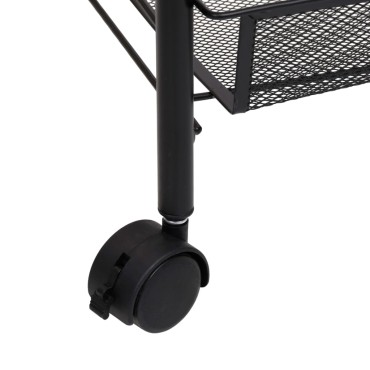 vidaXL Τρόλεϊ Κουζίνας 3 Επιπέδων Μαύρο 46x26x64cm Σιδερένιο 1 τεμ.
