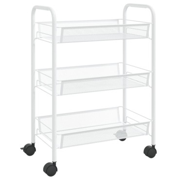 vidaXL Τρόλεϊ Κουζίνας 3 Επιπέδων Λευκό 46x26x64cm Σιδερένιο 1 τεμ.