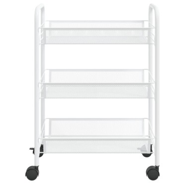 vidaXL Τρόλεϊ Κουζίνας 3 Επιπέδων Λευκό 46x26x64cm Σιδερένιο 1 τεμ.