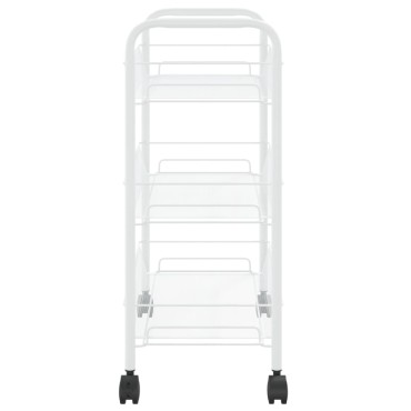 vidaXL Τρόλεϊ Κουζίνας 3 Επιπέδων Λευκό 46x26x64cm Σιδερένιο 1 τεμ.
