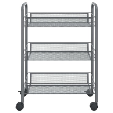 vidaXL Τρόλεϊ Κουζίνας 3 Επιπέδων Γκρι 46x26x64cm Σιδερένιο 1 τεμ.