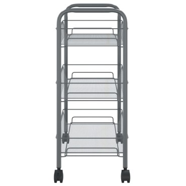 vidaXL Τρόλεϊ Κουζίνας 3 Επιπέδων Γκρι 46x26x64cm Σιδερένιο 1 τεμ.