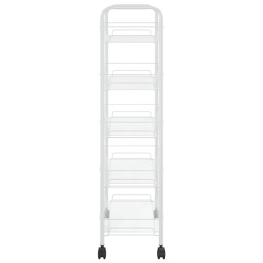 vidaXL Τρόλεϊ Κουζίνας 5 Επιπέδων Λευκό 46x26x105cm Σιδερένιο 1 τεμ.