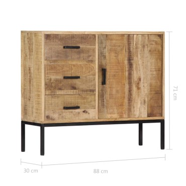 vidaXL Ντουλάπι με Συρτάρια 88x30x71cm από Μασίφ Ξύλο Μάνγκο 1 τεμ.