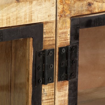 vidaXL Μπουφές Καφέ/Μαύρο 160x30x80cm Μασίφ Ακατέργαστο Ξύλο Μάνγκο 1 τεμ.
