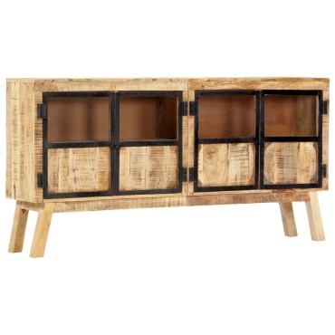 vidaXL Μπουφές Καφέ/Μαύρο 160x30x80cm Μασίφ Ακατέργαστο Ξύλο Μάνγκο 1 τεμ.
