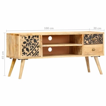 vidaXL Έπιπλο Τηλεόρασης 100x30x45cm από Μασίφ Ξύλο Μάνγκο