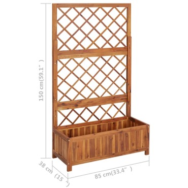 vidaXL Ζαρντινιέρα Υπερυψωμένη με Καφασωτό 85x38x150 εκ. Ξύλο Ακακίας