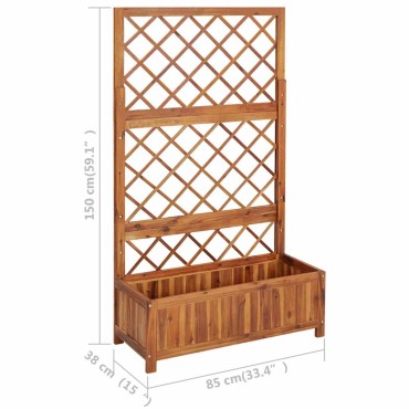 vidaXL Ζαρντινιέρα Υπερυψωμένη με Καφασωτό 85x38x150 εκ. Ξύλο Ακακίας