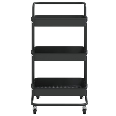 vidaXL Τρόλεϊ Κουζίνας 3 Επιπέδων Μαύρο 42x35x85cm Σίδερο/ABS 1 τεμ.
