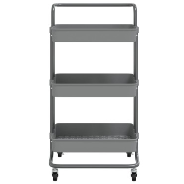 vidaXL Τρόλεϊ Κουζίνας 3 Επιπέδων Γκρι 42x35x85cm Σίδερο/ABS 1 τεμ.