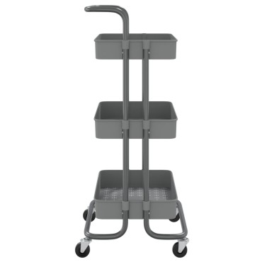 vidaXL Τρόλεϊ Κουζίνας 3 Επιπέδων Γκρι 42x35x85cm Σίδερο/ABS 1 τεμ.