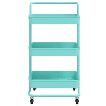 vidaXL Τρόλεϊ Κουζίνας 3 Επιπέδων Τιρκουάζ 42x35x85cm Σίδερο/ABS 1 τεμ.