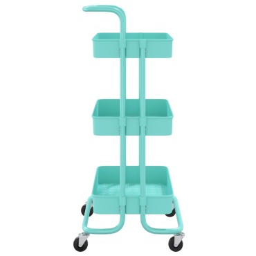 vidaXL Τρόλεϊ Κουζίνας 3 Επιπέδων Τιρκουάζ 42x35x85cm Σίδερο/ABS 1 τεμ.