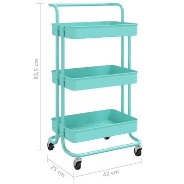 vidaXL Τρόλεϊ Κουζίνας 3 Επιπέδων Τιρκουάζ 42x35x85cm Σίδερο/ABS 1 τεμ.