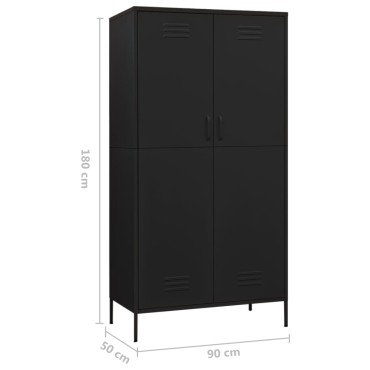 vidaXL Ντουλάπα Μαύρη 90x50x180cm από Ατσάλι 1 τεμ.