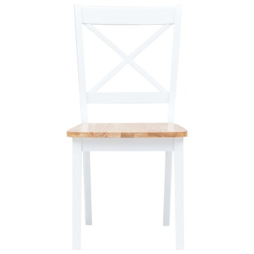 vidaXL Καρέκλες Τραπεζαρίας 4 τεμ. Λευκό/Αν. Ξύλο Μασίφ Ξύλο Καουτσούκ 45,5x52x90cm