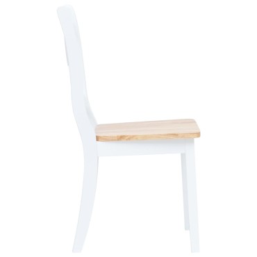 vidaXL Καρέκλες Τραπεζαρίας 4 τεμ. Λευκό/Αν. Ξύλο Μασίφ Ξύλο Καουτσούκ 45,5x52x90cm