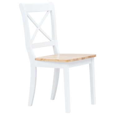 vidaXL Καρέκλες Τραπεζαρίας 6 τεμ. Λευκό/Αν. Ξύλο Μασίφ Ξύλο Καουτσούκ 45,5x52x90cm