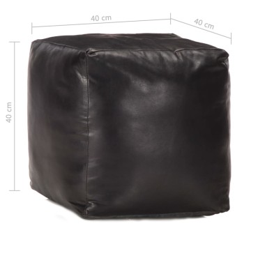 vidaXL Πουφ Μαύρο 40x40x40cm από Γνήσιο Δέρμα Κατσίκας 1 τεμ.