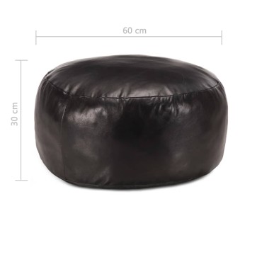 vidaXL Πουφ Μαύρο 60x30cm από Γνήσιο Δέρμα Κατσίκας 1 τεμ.