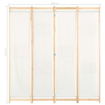 vidaXL Διαχωριστικό Δωματίου με 4 Πάνελ Κρεμ 160x170x4cm Υφασμάτινο 1 τεμ.