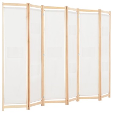 vidaXL Διαχωριστικό Δωματίου με 6 Πάνελ Κρεμ 240x170x4cm Υφασμάτινο 1 τεμ.
