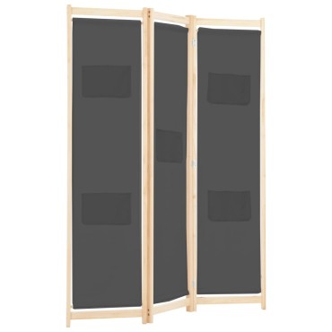 vidaXL Διαχωριστικό Δωματίου με 3 Πάνελ Γκρι 120x170x4cm Υφασμάτινο 1 τεμ.