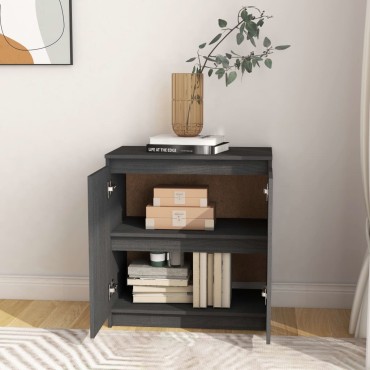 vidaXL Βοηθητικό Ντουλάπι Γκρι 60x36x65cm από Μασίφ Ξύλο Πεύκου 1 τεμ.