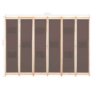 vidaXL Διαχωριστικό Δωματίου με 6 Πάνελ Καφέ 240x170x4cm Υφασμάτινο 1 τεμ.