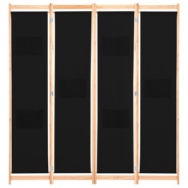 vidaXL Διαχωριστικό Δωματίου με 4 Πάνελ Μαύρο 160x170x4cm Υφασμάτινο 1 τεμ.