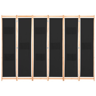 vidaXL Διαχωριστικό Δωματίου με 6 Πάνελ Μαύρο 240x170x4cm Υφασμάτινο 1 τεμ.